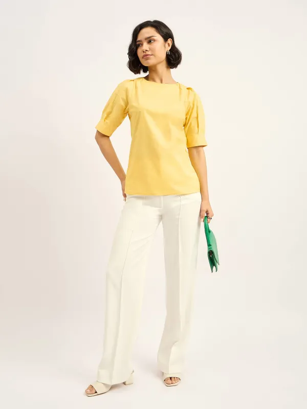 Avon Pleat Detail Top - Yellow sold by Salt Attire
