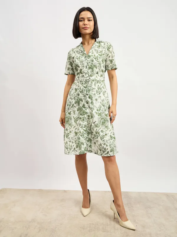 Pinnaca Floral Shirt Dress - Olive sold by Salt Attire