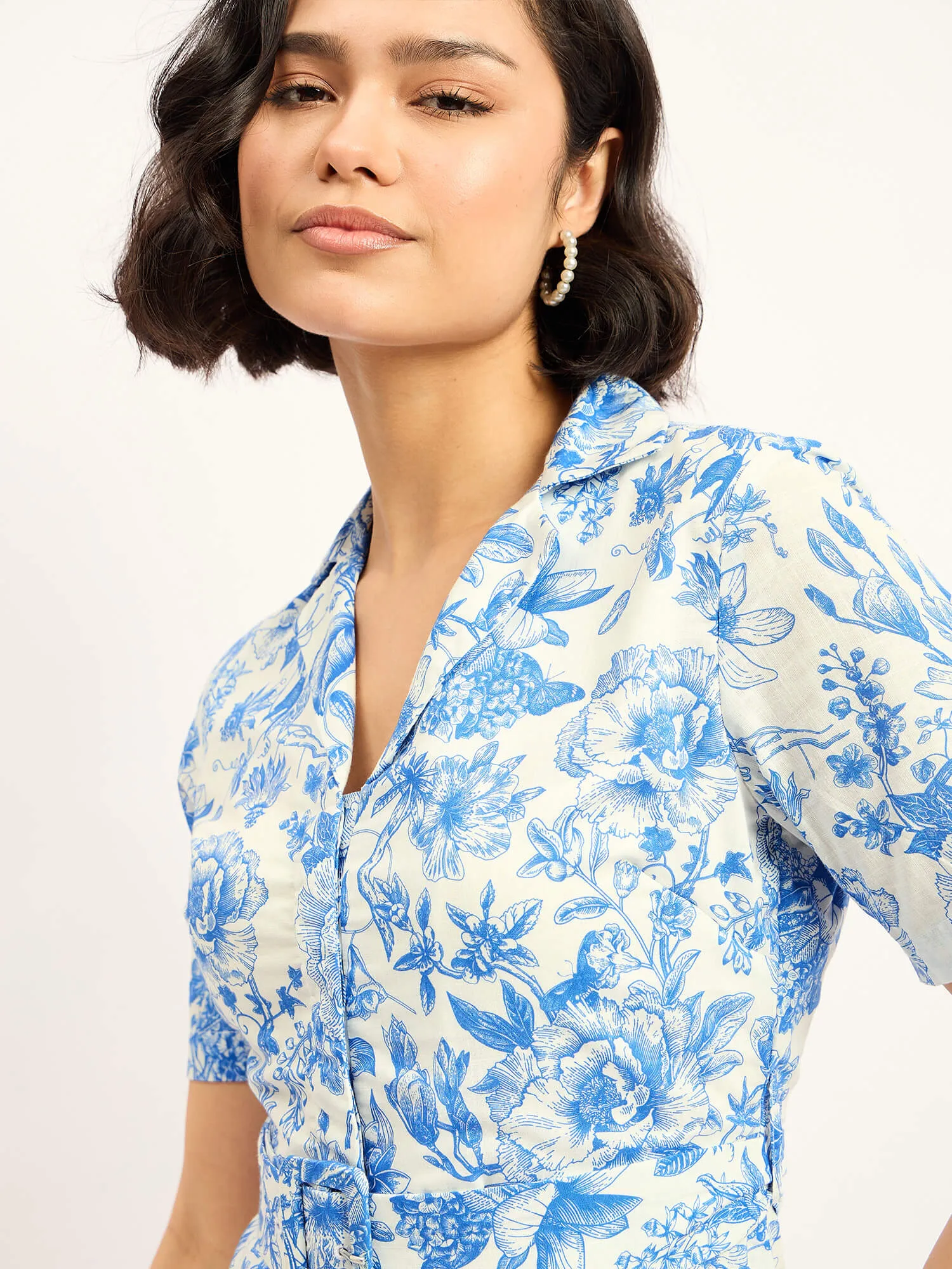 Pinnaca Floral Shirt Dress - Blue sold by Salt Attire product image thumbnail 3