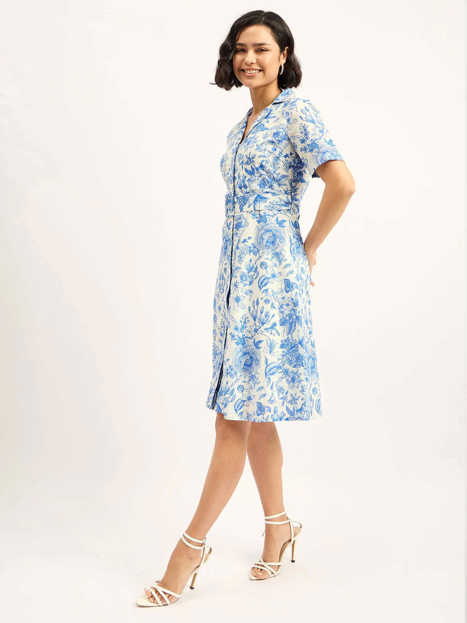 Pinnaca Floral Shirt Dress - Blue sold by Salt Attire product image thumbnail 5