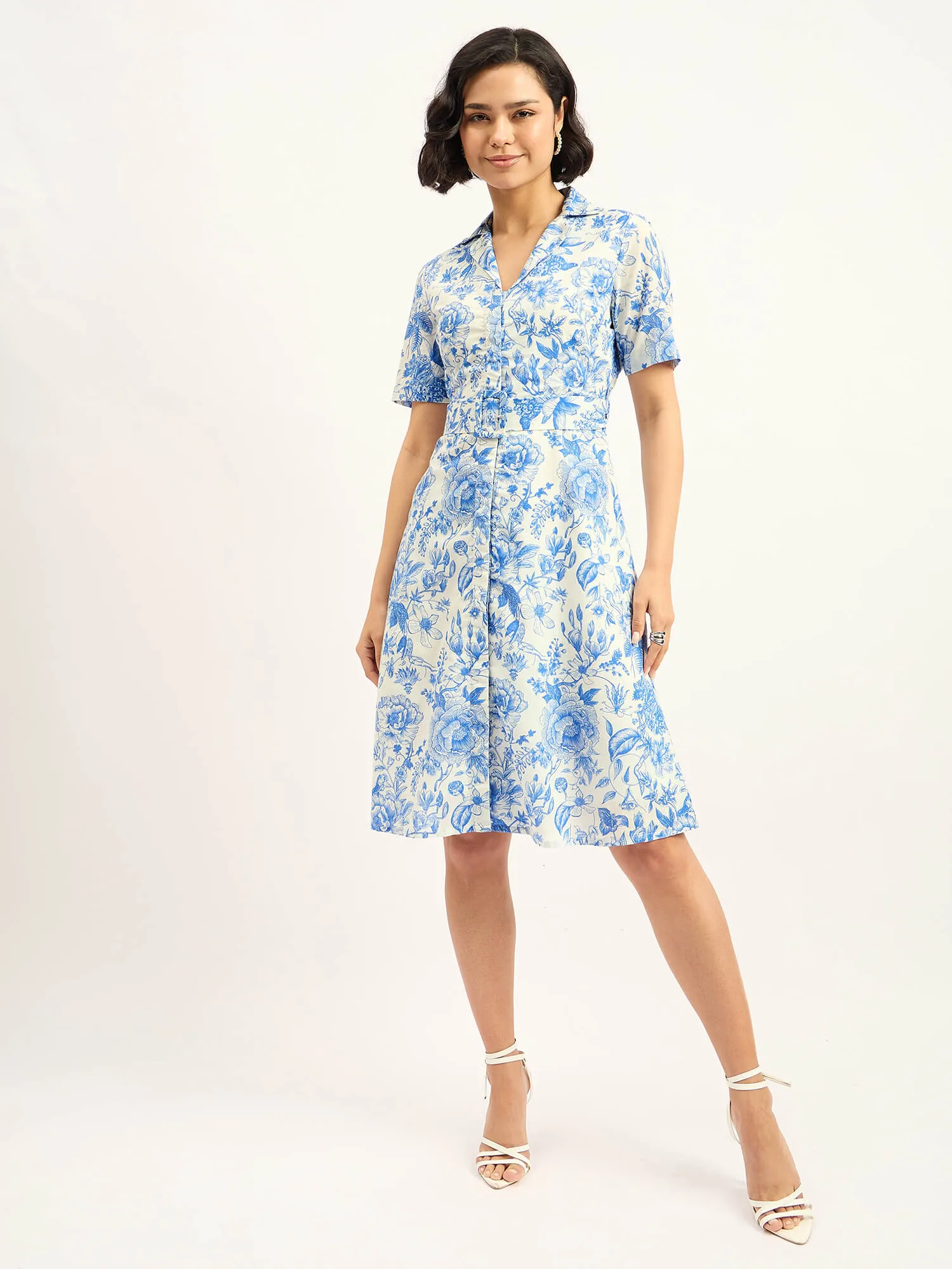 Pinnaca Floral Shirt Dress - Blue sold by Salt Attire product image thumbnail 2