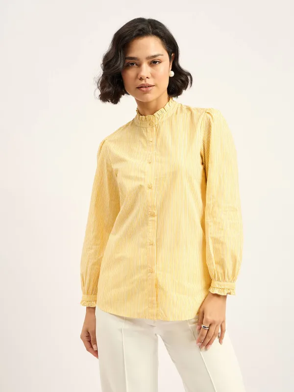 Finch Frill Trimmed Shirt - Yellow & White sold by Salt Attire