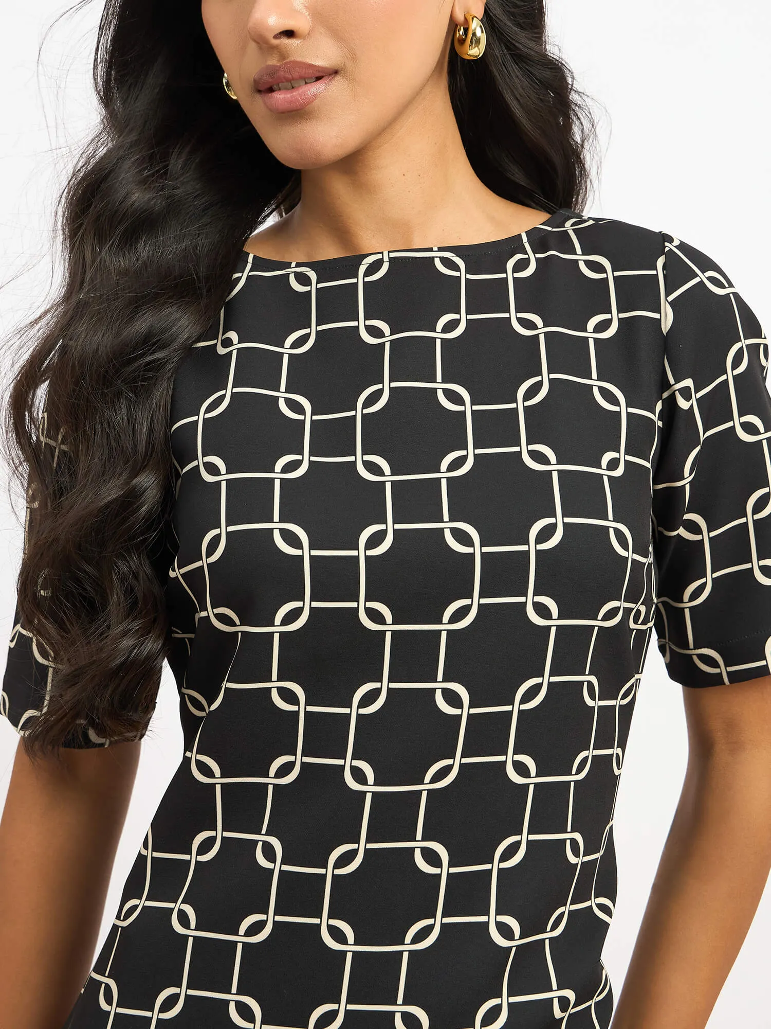 Quadrate Printed Shift Dress - Black sold by Salt Attire product image thumbnail 3