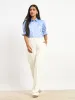 Pocky Ruffled Sleeve Shirt - Blue & White sold by Salt Attire