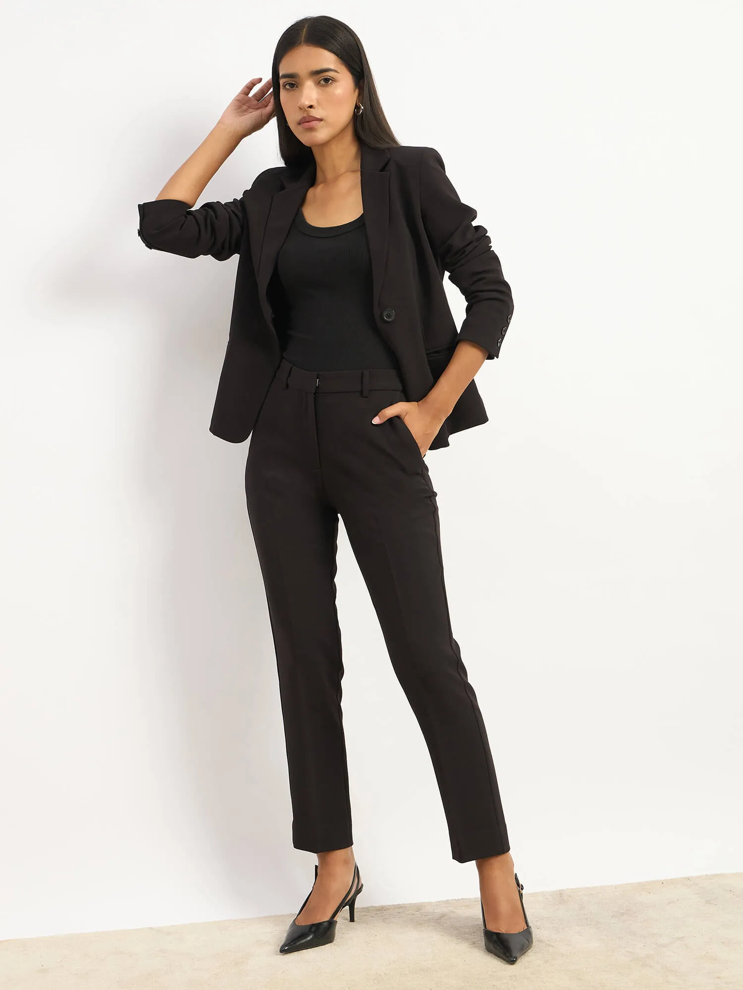 Earnest Mid Rise Slim Pants - Jet Black sold by Salt Attire product image thumbnail 2