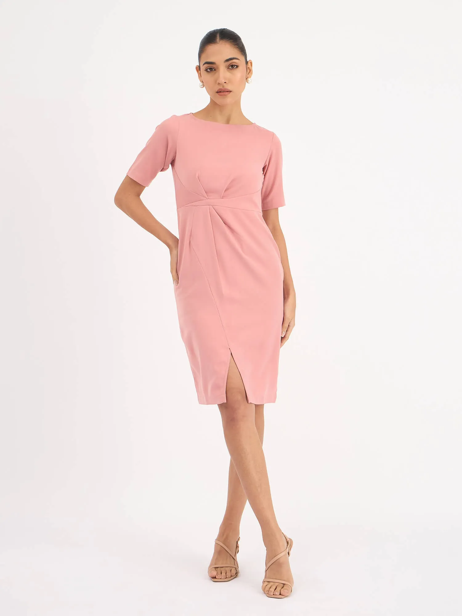 Aspiring Draped Sheath Dress - Blush Pink sold by Salt Attire product image thumbnail 5