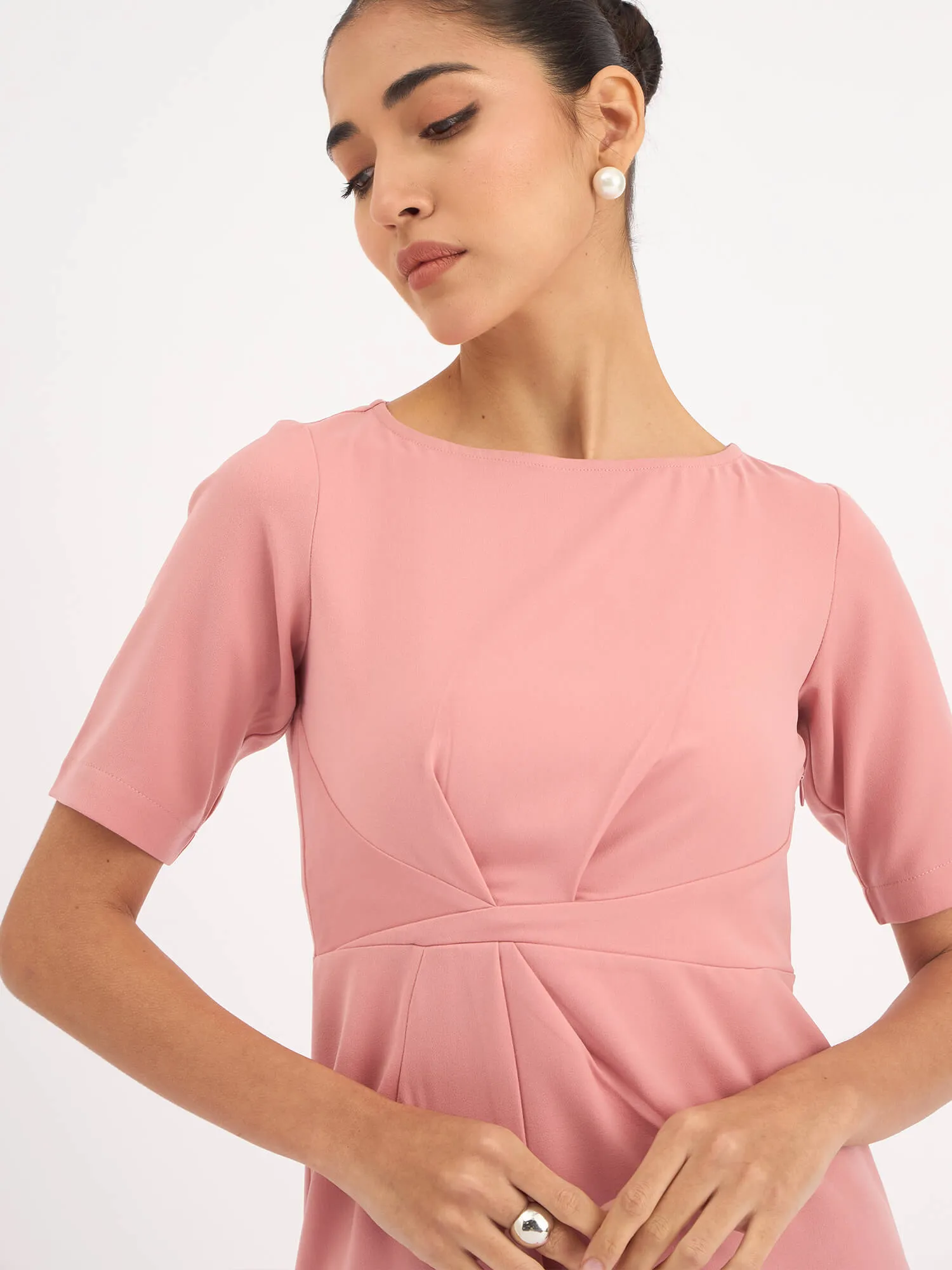 Aspiring Draped Sheath Dress - Blush Pink sold by Salt Attire product image thumbnail 4