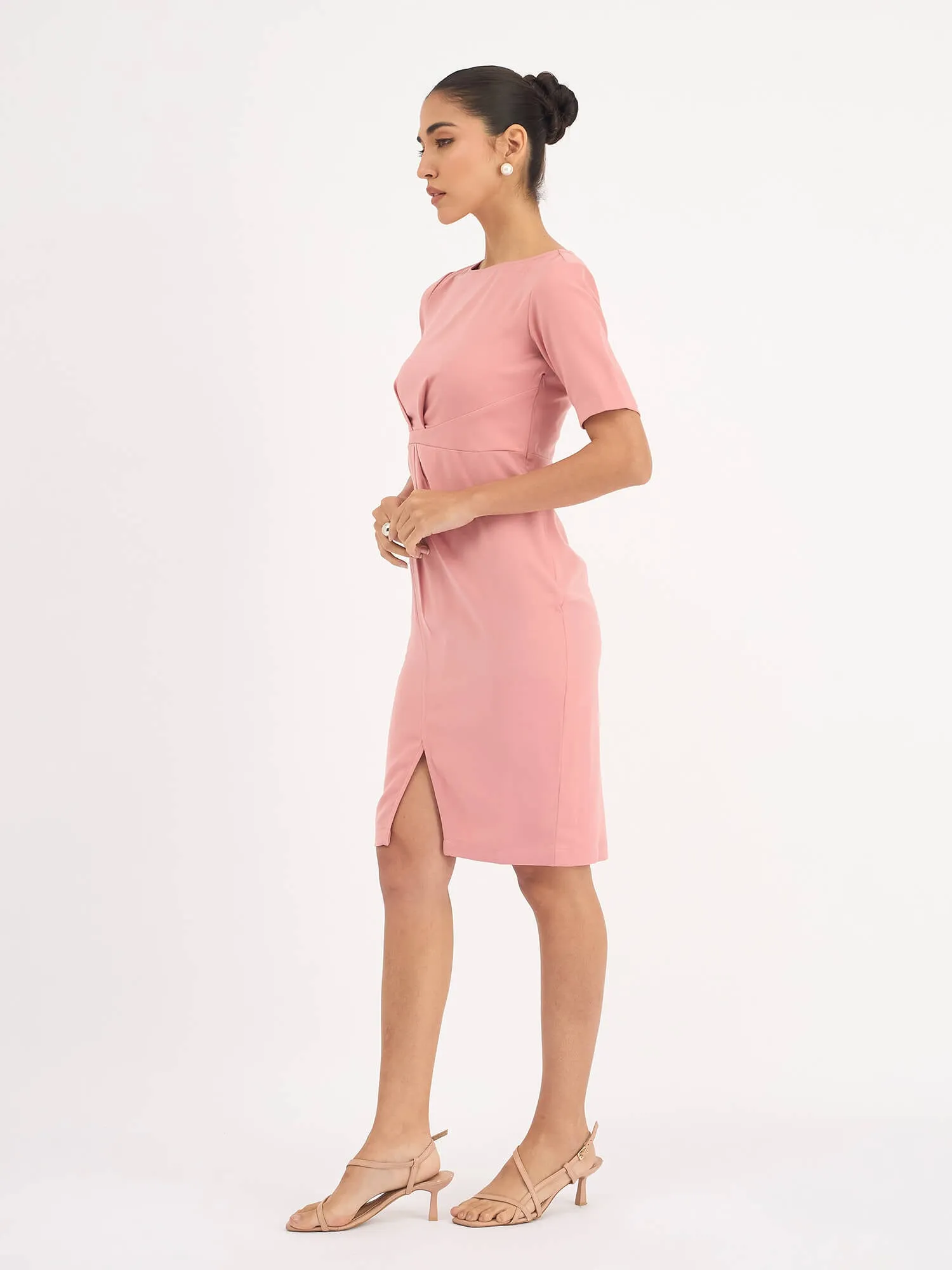 Aspiring Draped Sheath Dress - Blush Pink sold by Salt Attire product image thumbnail 3