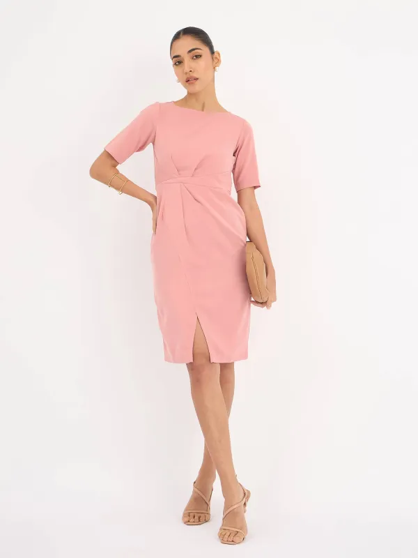 Aspiring Draped Sheath Dress - Blush Pink sold by Salt Attire