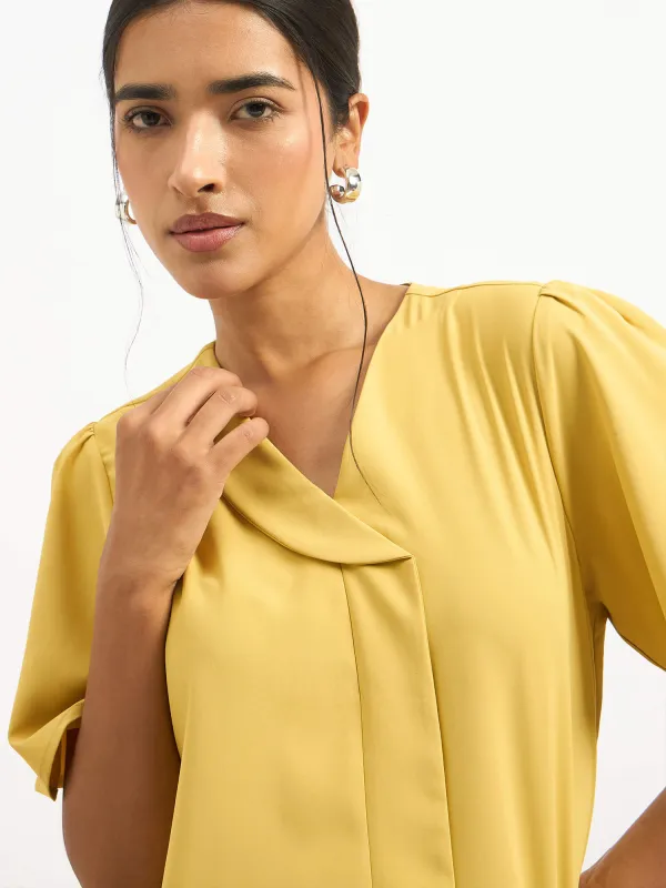 Cobble Asymmetric Collar Top - Yellow sold by Salt Attire