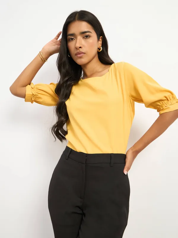 Arctic Mimosa Ruffle Sleeves Top - Yellow sold by Salt Attire