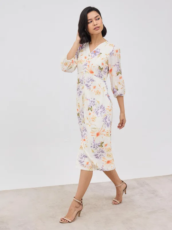Rosemary A-line Midi dress - Off White sold by Salt Attire