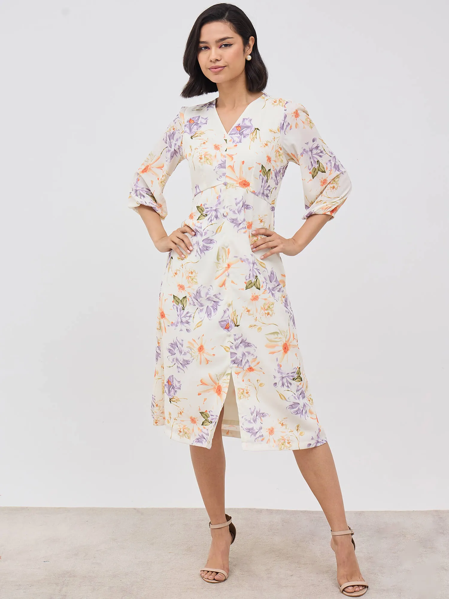 Rosemary A-line Midi dress - Off White sold by Salt Attire product image thumbnail 3