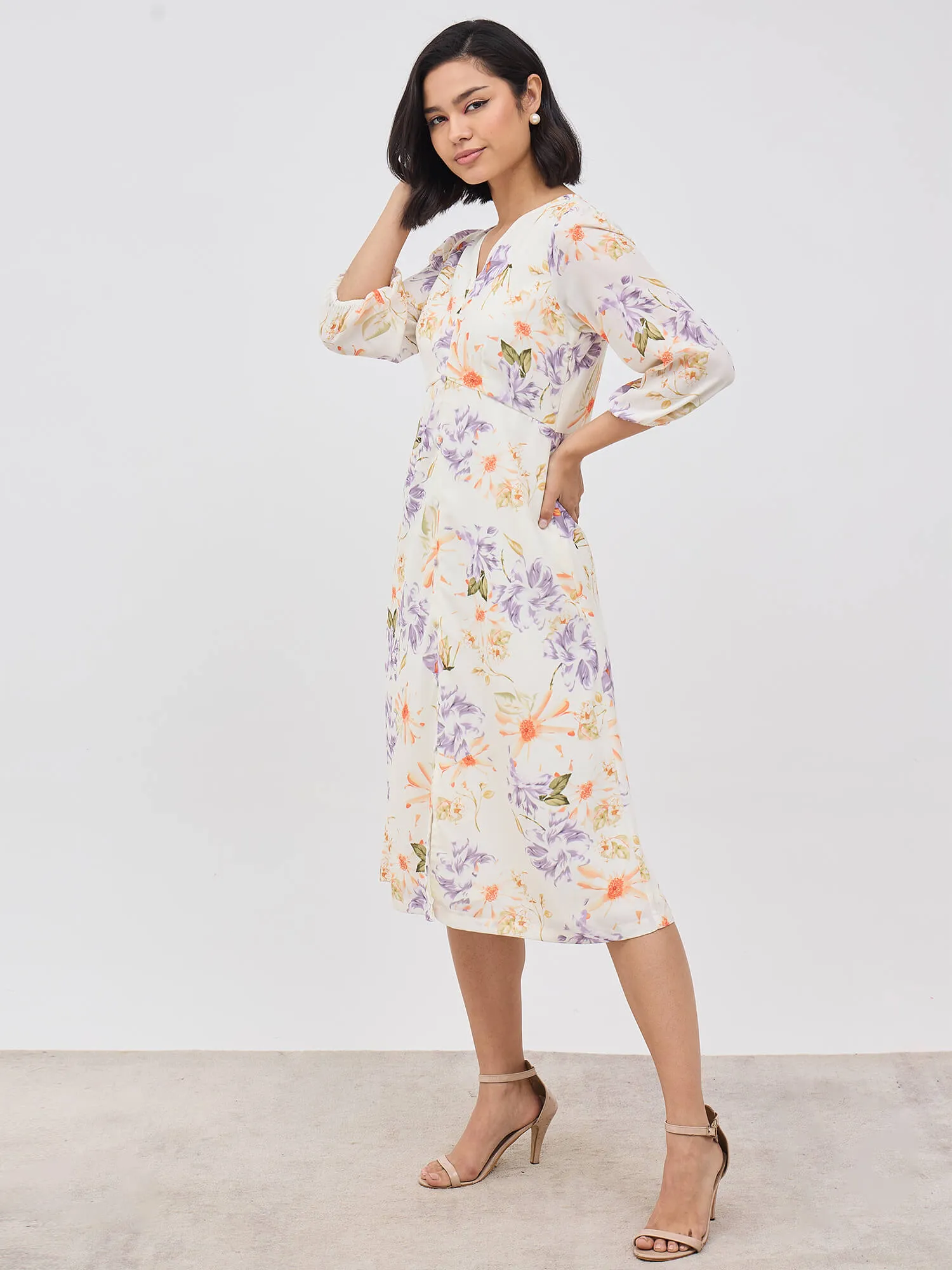 Rosemary A-line Midi dress - Off White sold by Salt Attire product image thumbnail 5