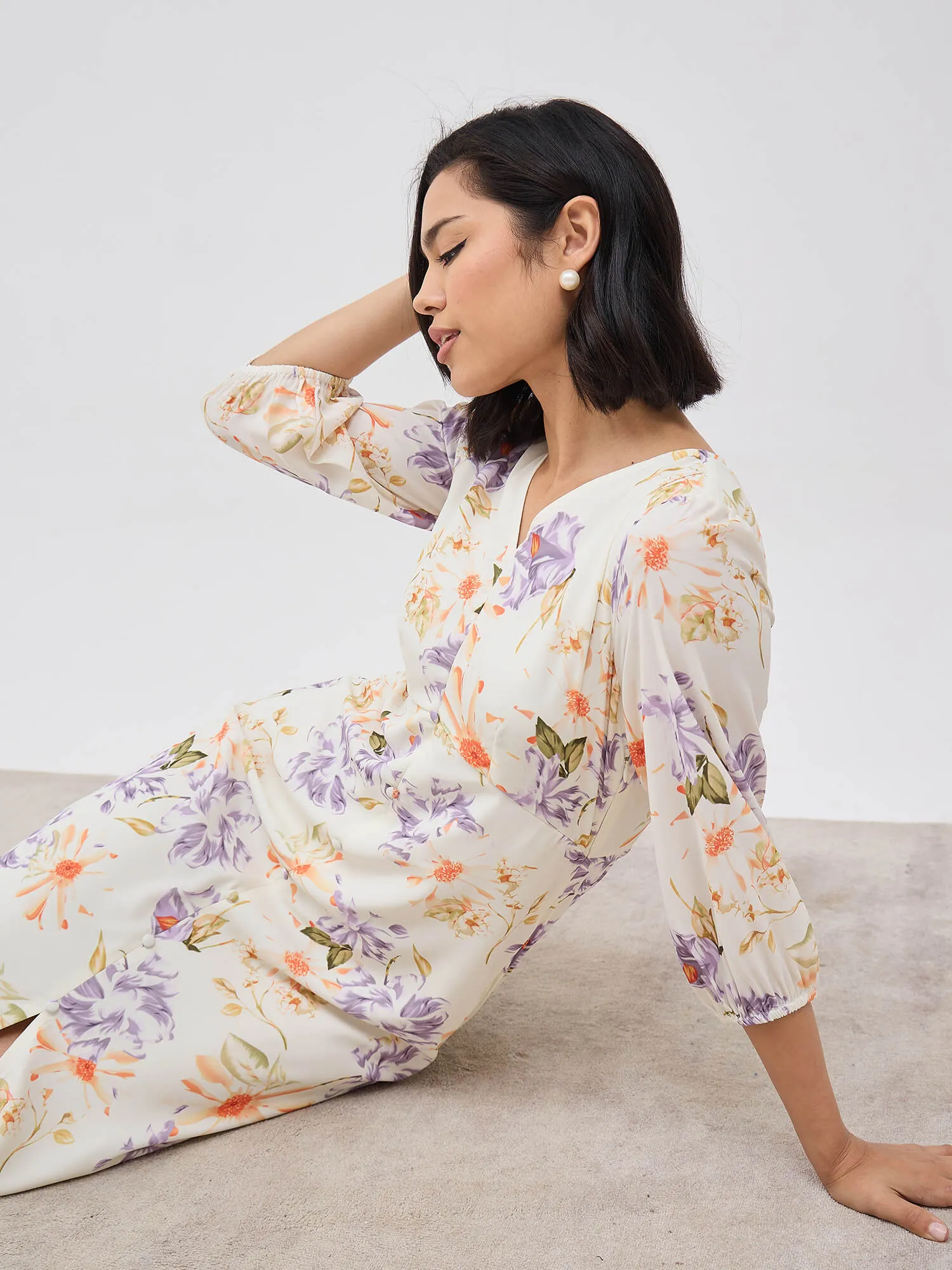 Rosemary A-line Midi dress - Off White sold by Salt Attire product image thumbnail 4