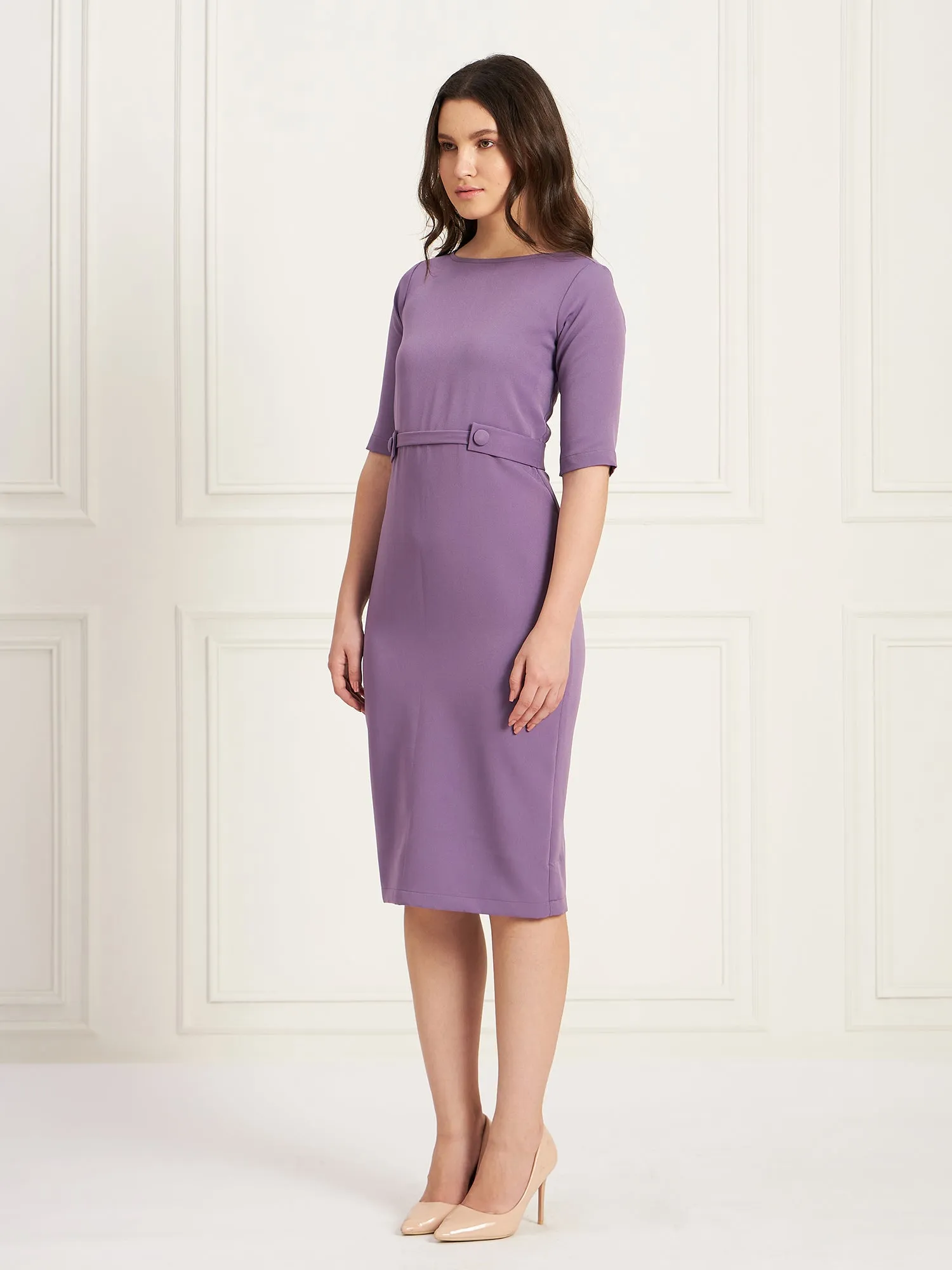 Mystical Tab Detail Dress - Purple sold by Salt Attire product image thumbnail 4