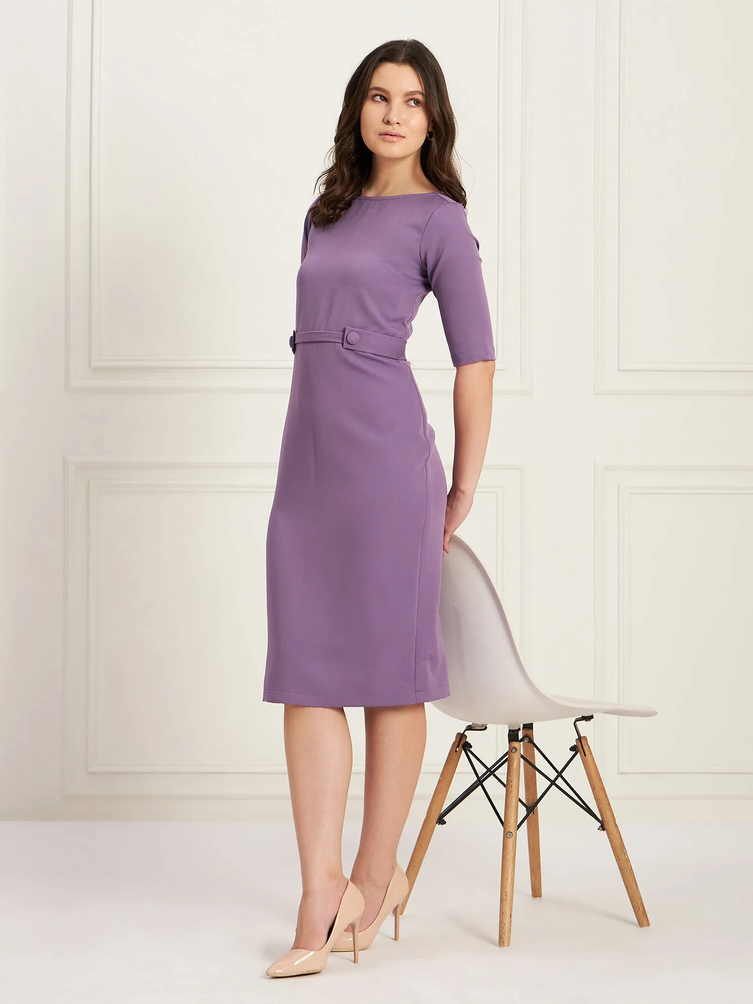 Mystical Tab Detail Dress - Purple sold by Salt Attire