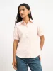 Sabine Short Elasticated Sleeve Shirt - Peach Stripe sold by Salt Attire