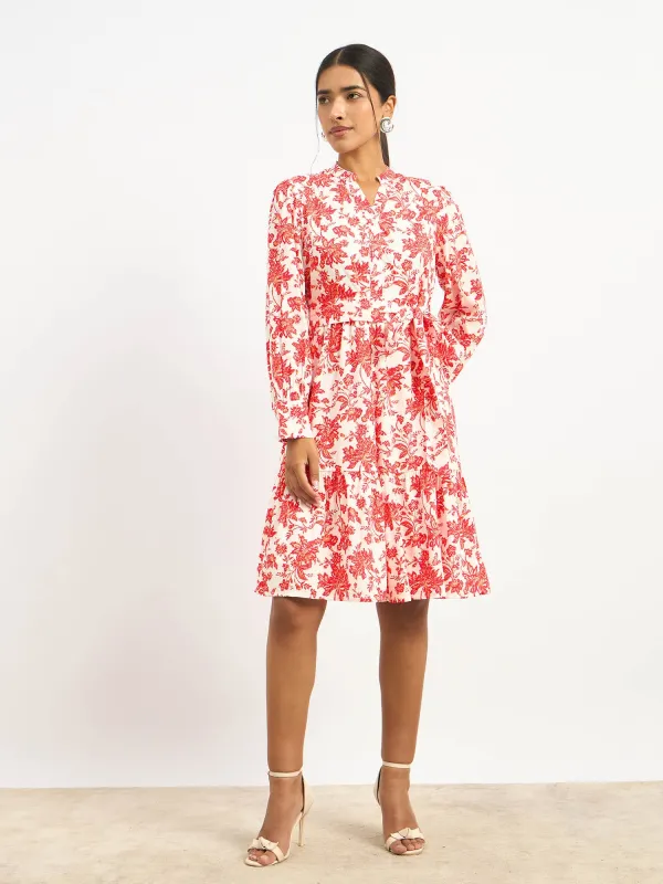 Lizbeth Short Belted Shirt Dress - Orange Dobby sold by Salt Attire