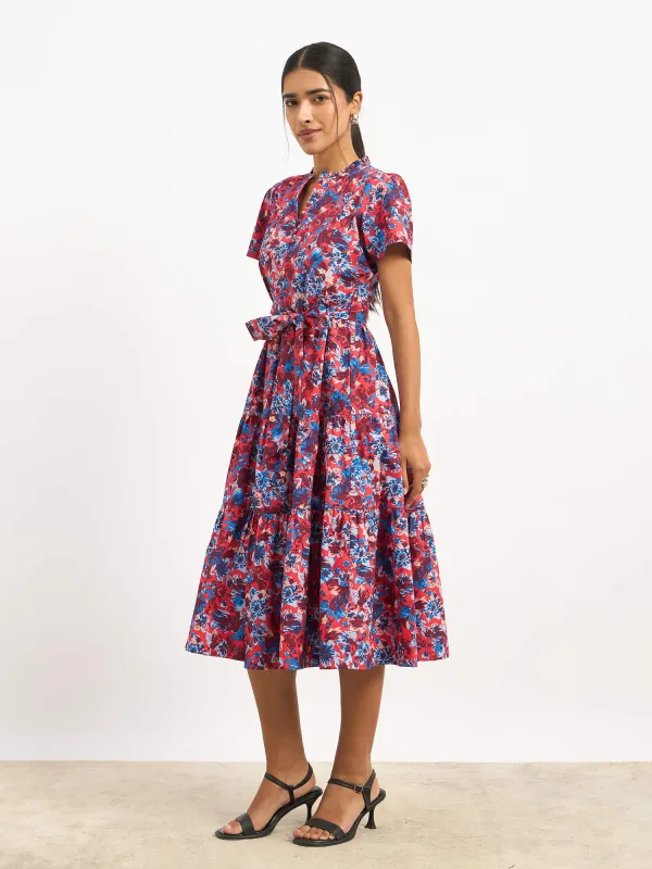 Donia Tiered Midi Length Dress - Multicolor sold by Salt Attire