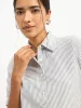 Sabine Puff Sleeve Shirt - Grey Stripe sold by Salt Attire