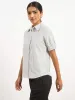 Sabine Puff Sleeve Shirt - Grey Stripe sold by Salt Attire