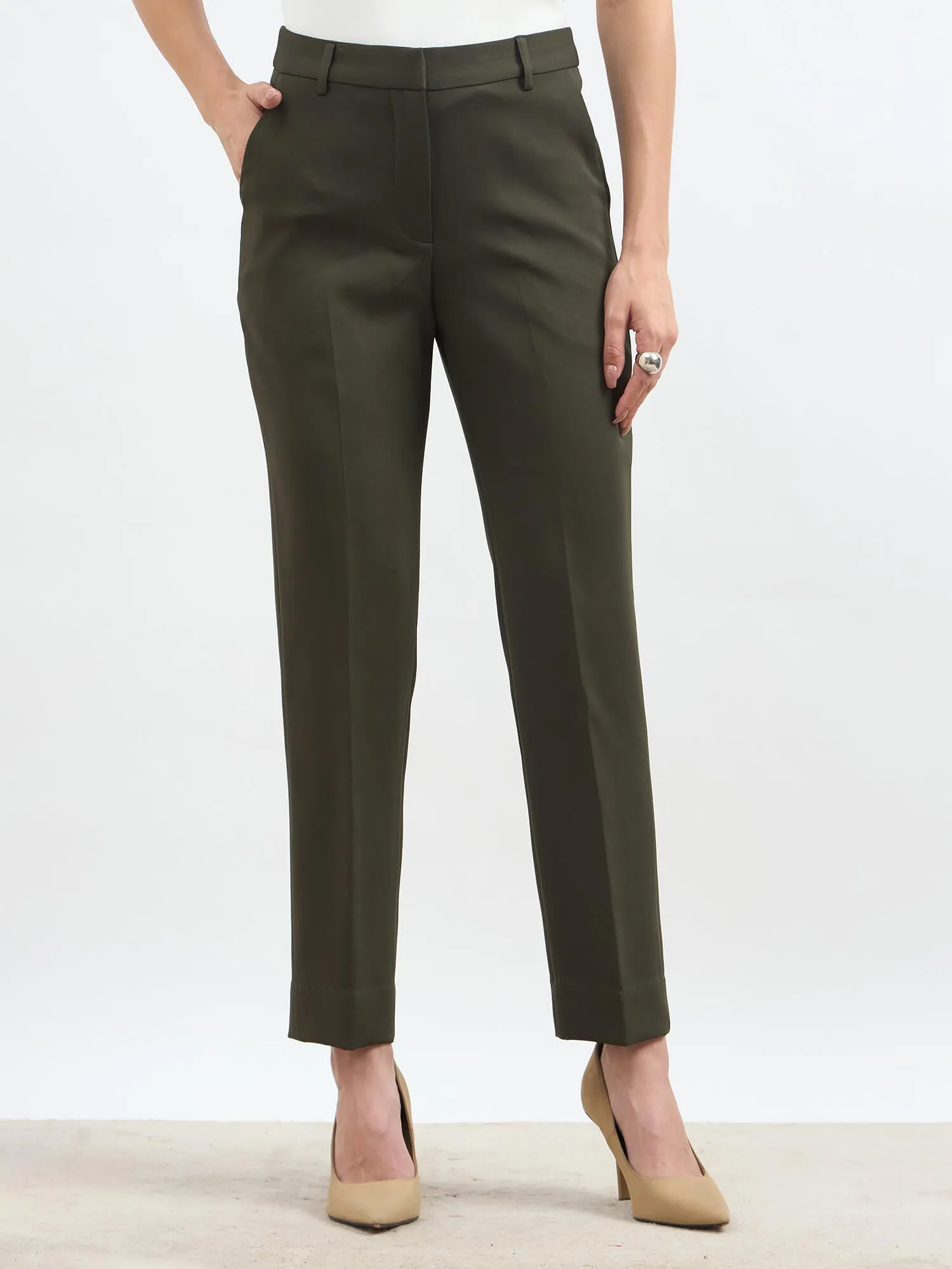 Earnest Mid Rise Slim Pants - Deep Olive sold by Salt Attire product image thumbnail 4