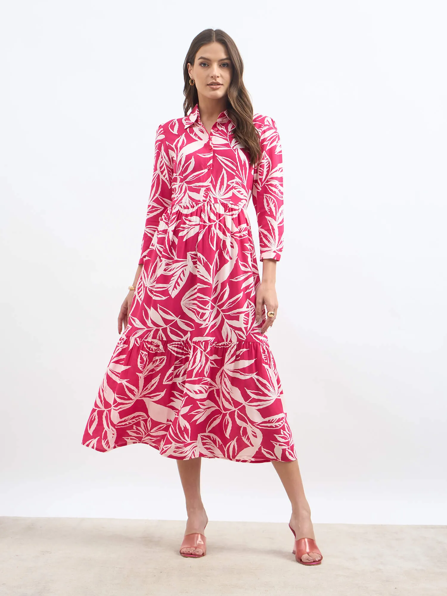 Bluebell Floral Tiered Dress - Pink sold by Salt Attire product image thumbnail 4