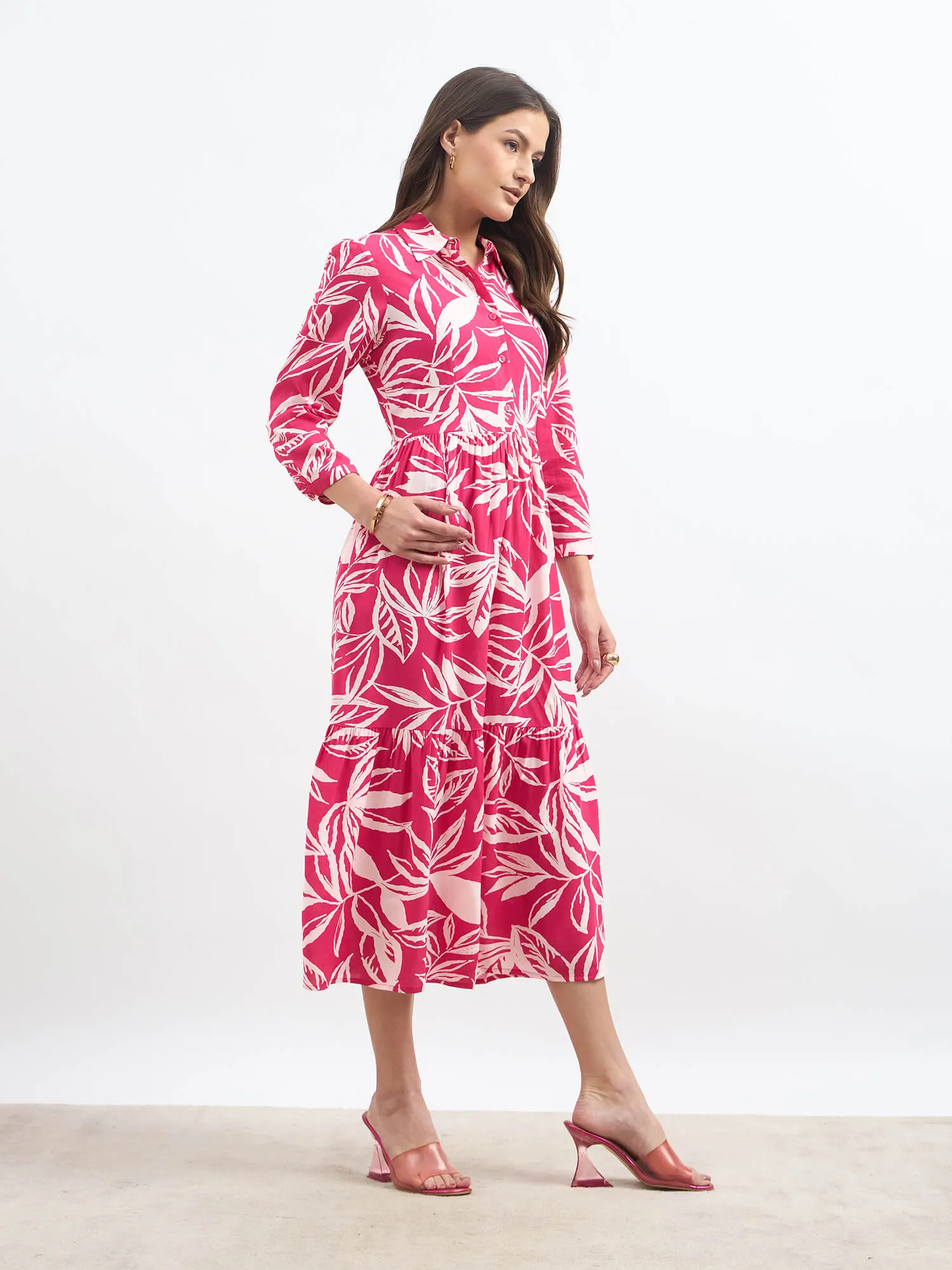 Bluebell Floral Tiered Dress - Pink sold by Salt Attire product image thumbnail 2