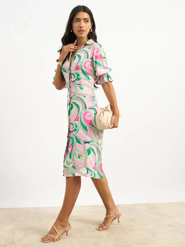 Melly V-Neck Shirt Dress - Multicolor sold by Salt Attire
