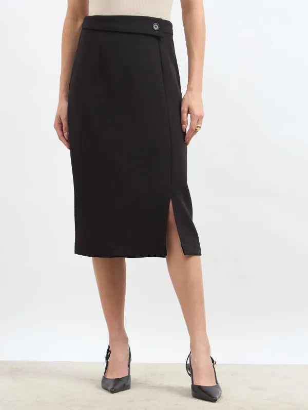 Artsy Flap Detailing Skirt - Jet Black sold by Salt Attire