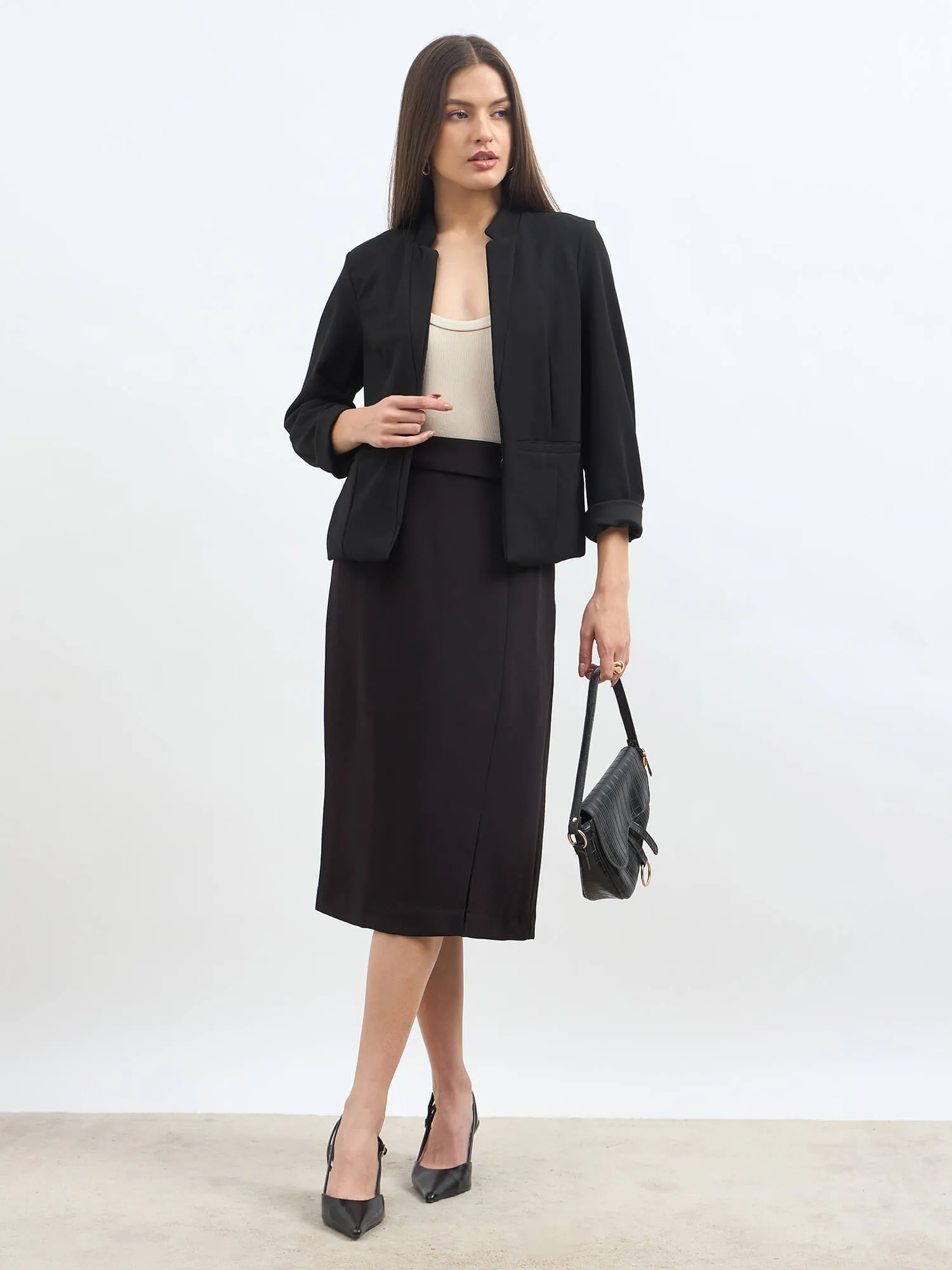 Artsy Flap Detailing Skirt - Jet Black sold by Salt Attire product image thumbnail 4