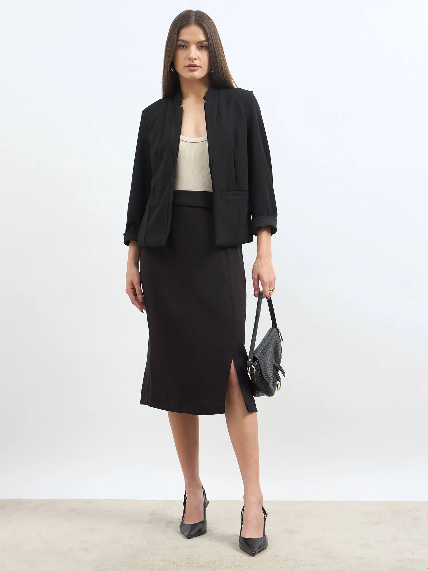 Artsy Flap Detailing Skirt - Jet Black sold by Salt Attire product image thumbnail 2