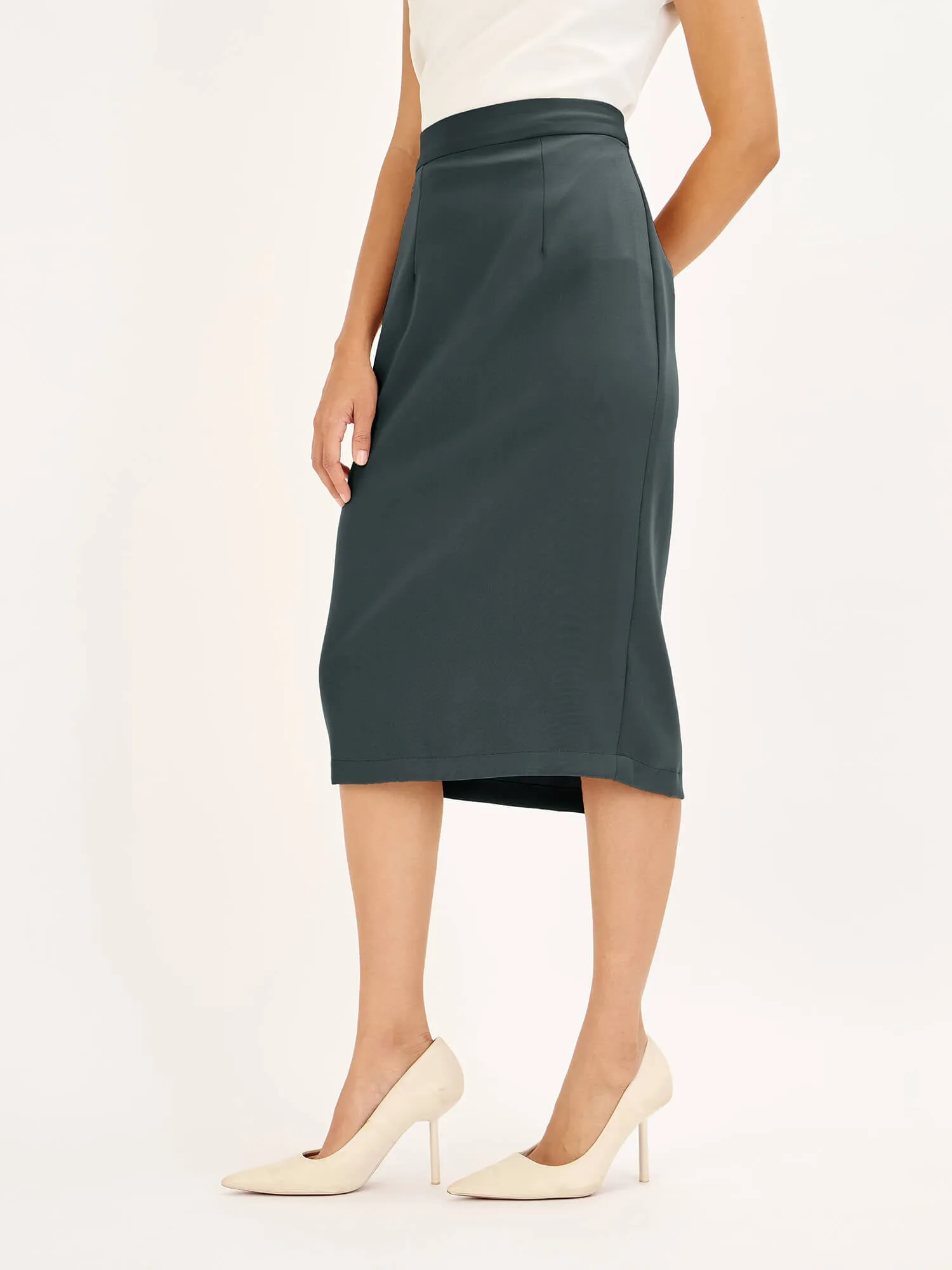 Seine Work Ready Long Pencil Skirt -Dark Grey sold by Salt Attire product image thumbnail 4
