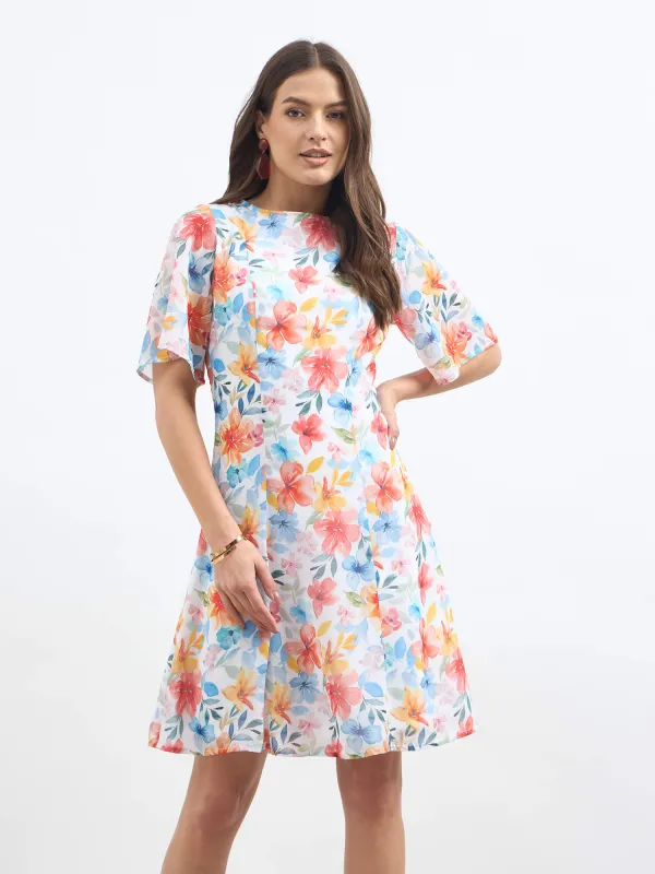 Ray Flared sleeve Fit and Flare dress-Multicolor sold by Salt Attire