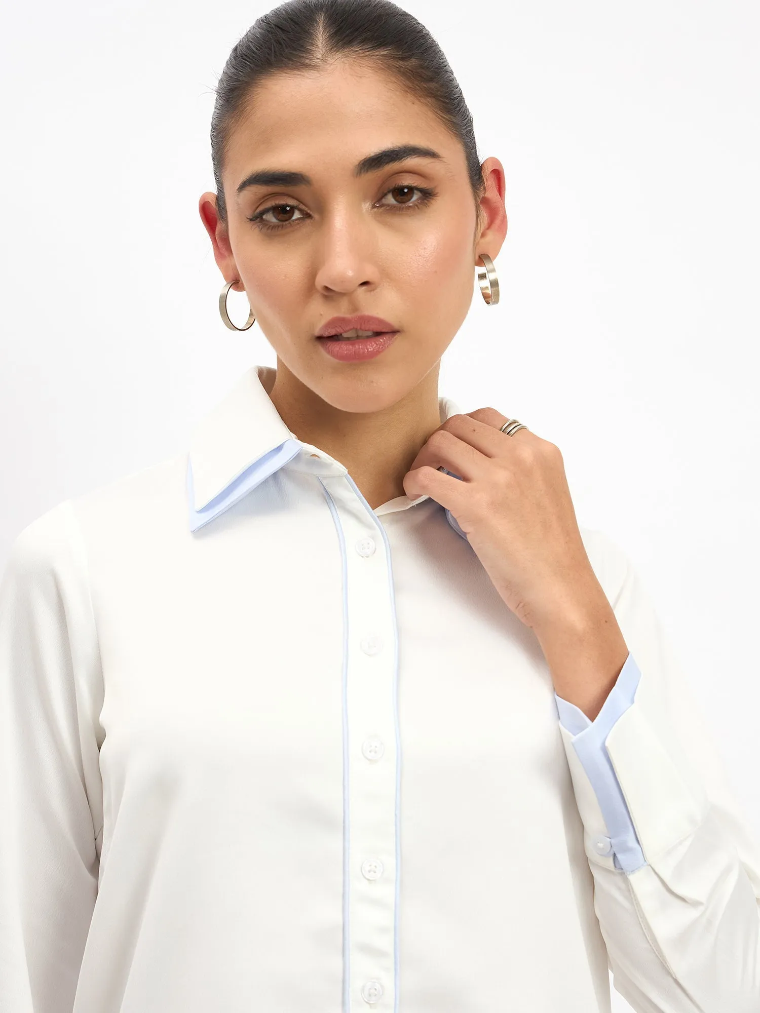 Chromatic Double Collar Shirt-White sold by Salt Attire product image thumbnail 3