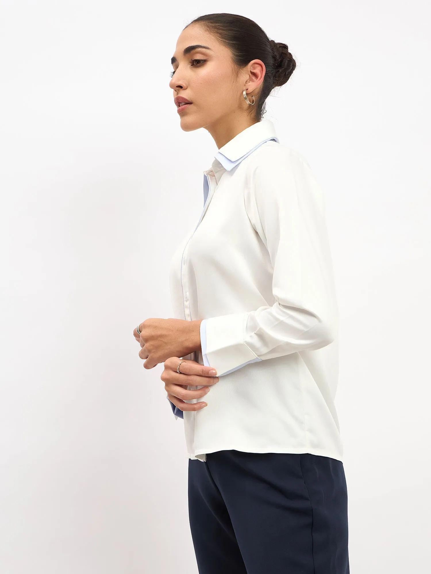 Chromatic Double Collar Shirt-White sold by Salt Attire product image thumbnail 5