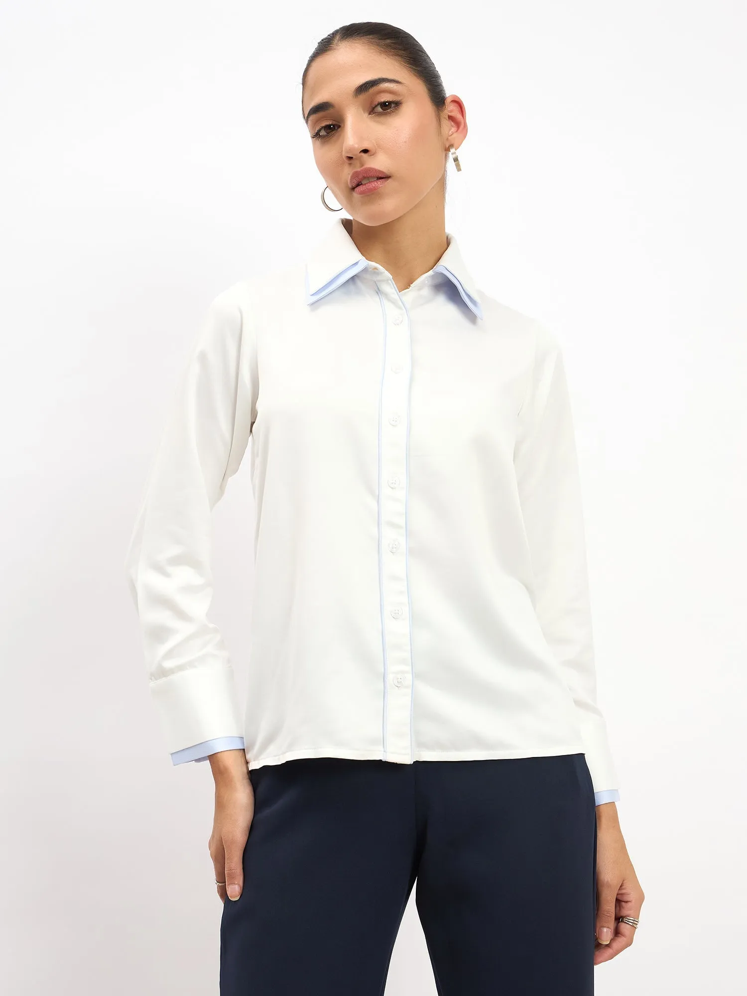 Chromatic Double Collar Shirt-White sold by Salt Attire product image thumbnail 2