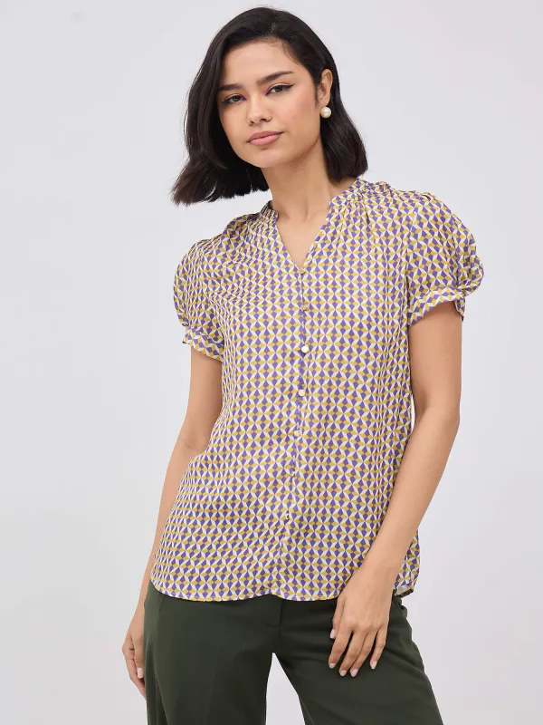 Cluster Embellished Puff Sleeve Top-Multi sold by Salt Attire