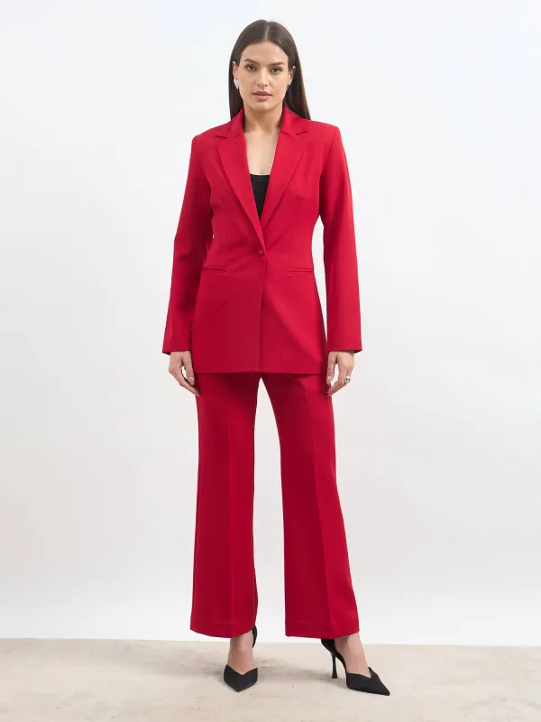 Luminous Slim Fit Single Breasted Suit Set-Red sold by Salt Attire