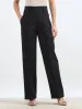 Quaint Straight High Rise Pants-Black sold by Salt Attire