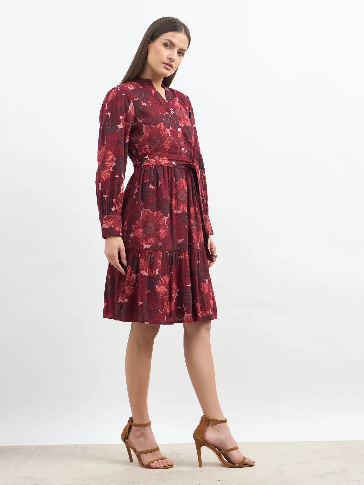 Lizbeth Short Belted Shirt Dress-Multi sold by Salt Attire product image thumbnail 5