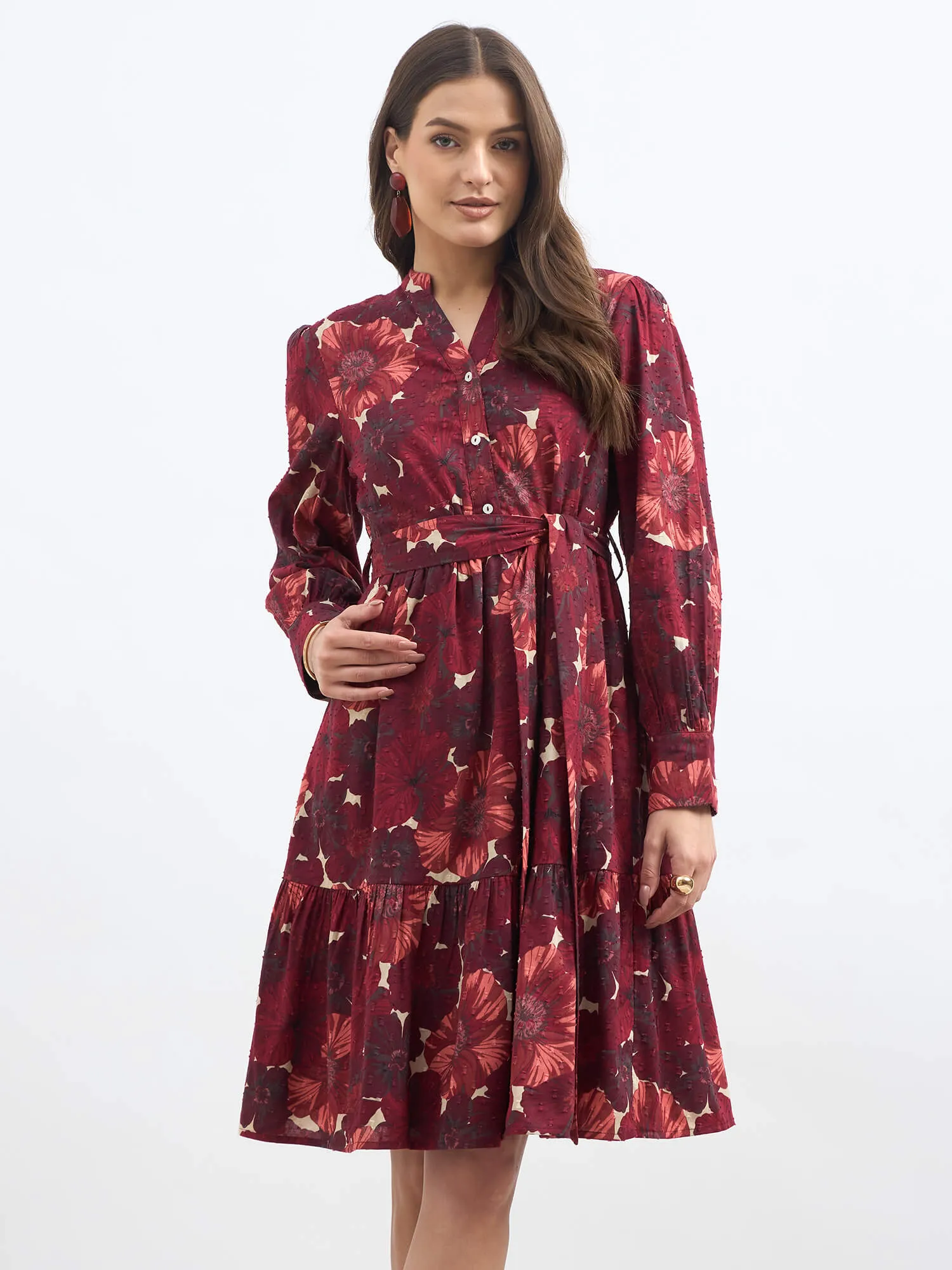 Lizbeth Short Belted Shirt Dress-Multi sold by Salt Attire product image thumbnail 2