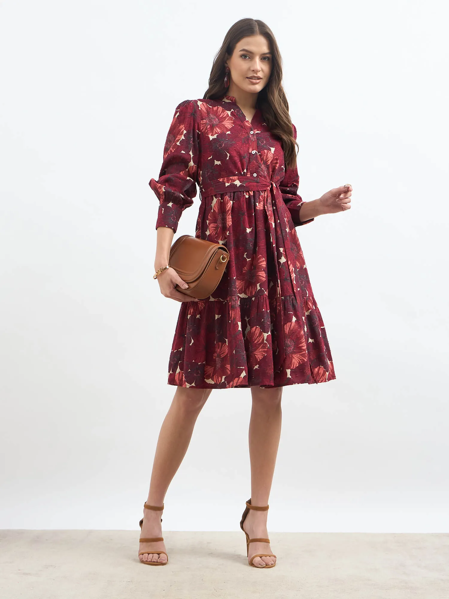 Lizbeth Short Belted Shirt Dress-Multi sold by Salt Attire