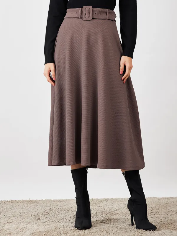 Vanilla Skirt Flared Midi Skirt-Taupe sold by Salt Attire