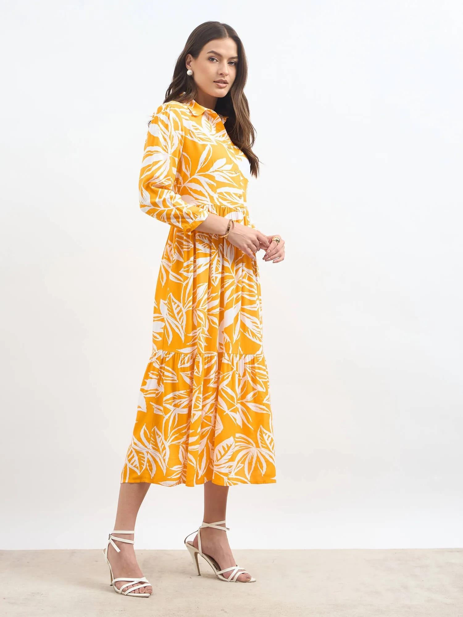 Monae Tiered Shirt Dress-Orange & White sold by Salt Attire product image thumbnail 5