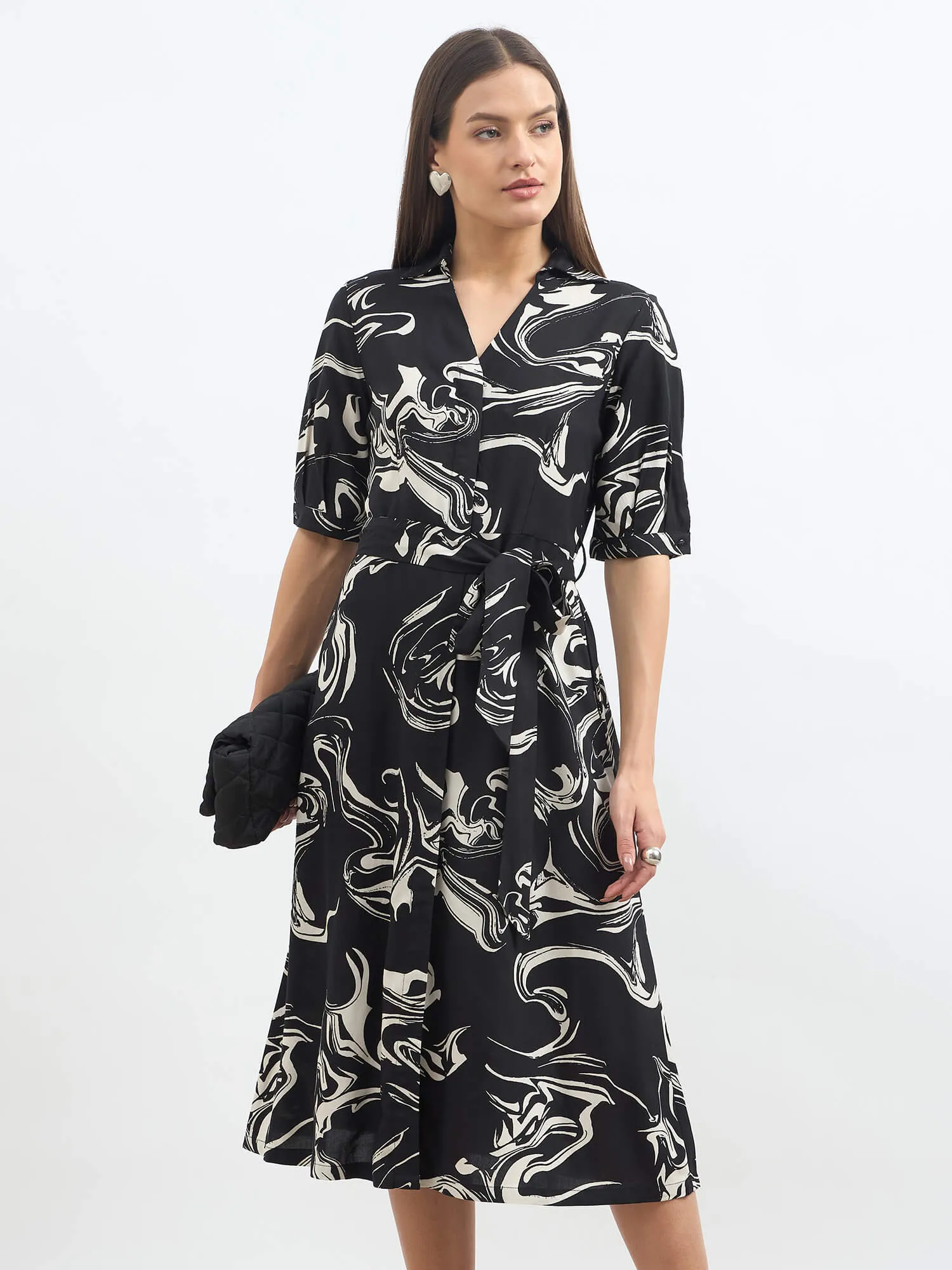 Sommer Belted Shirt Dress-Black & White sold by Salt Attire product image thumbnail 2