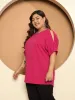 LB-Sally Cold Shoulder Dolman Sleeve Top-Hot Pink sold by Salt Attire
