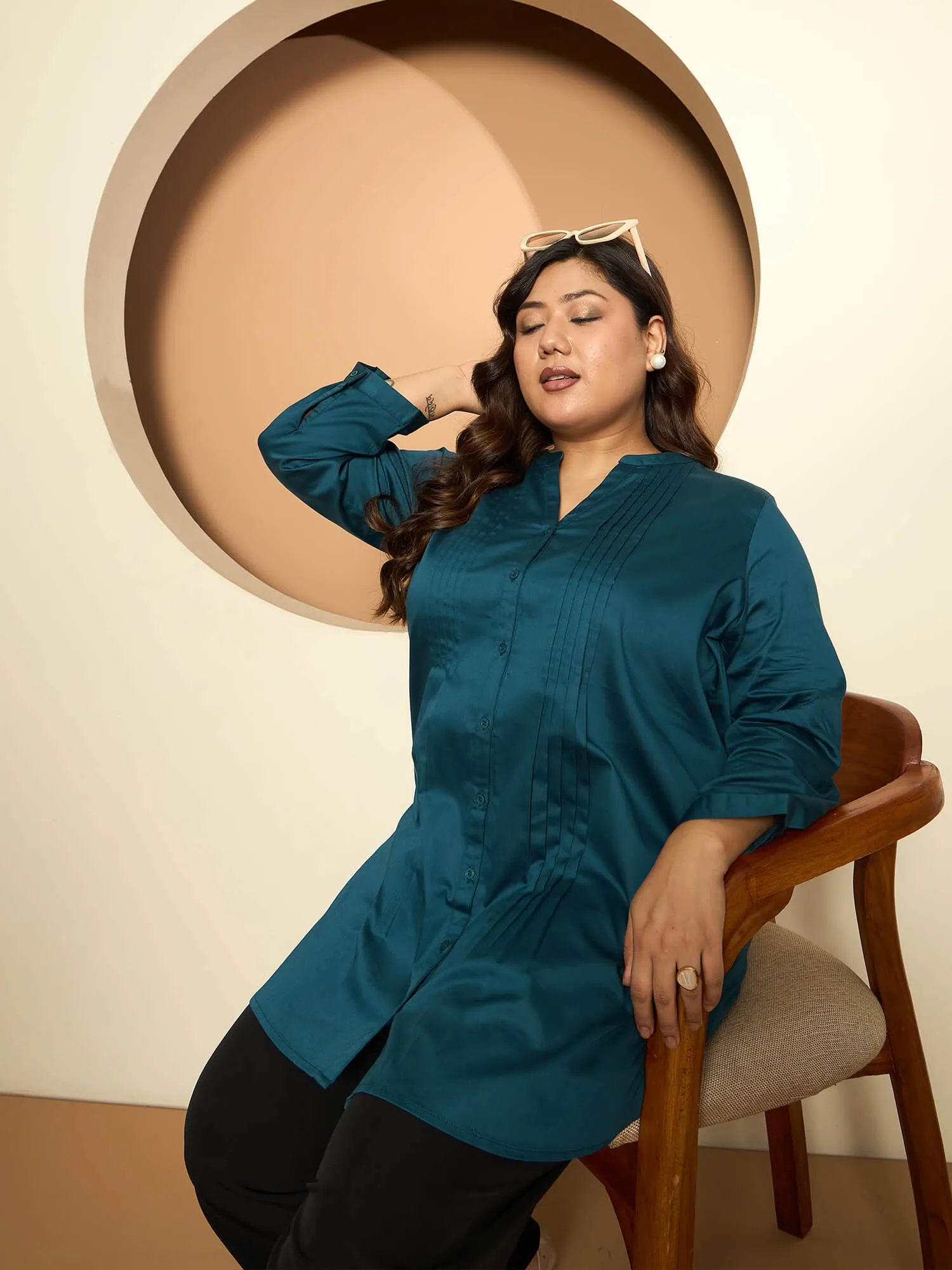 LB-RIgu Pintuck Detail Tunic-Teal Green sold by Salt Attire product image thumbnail 4