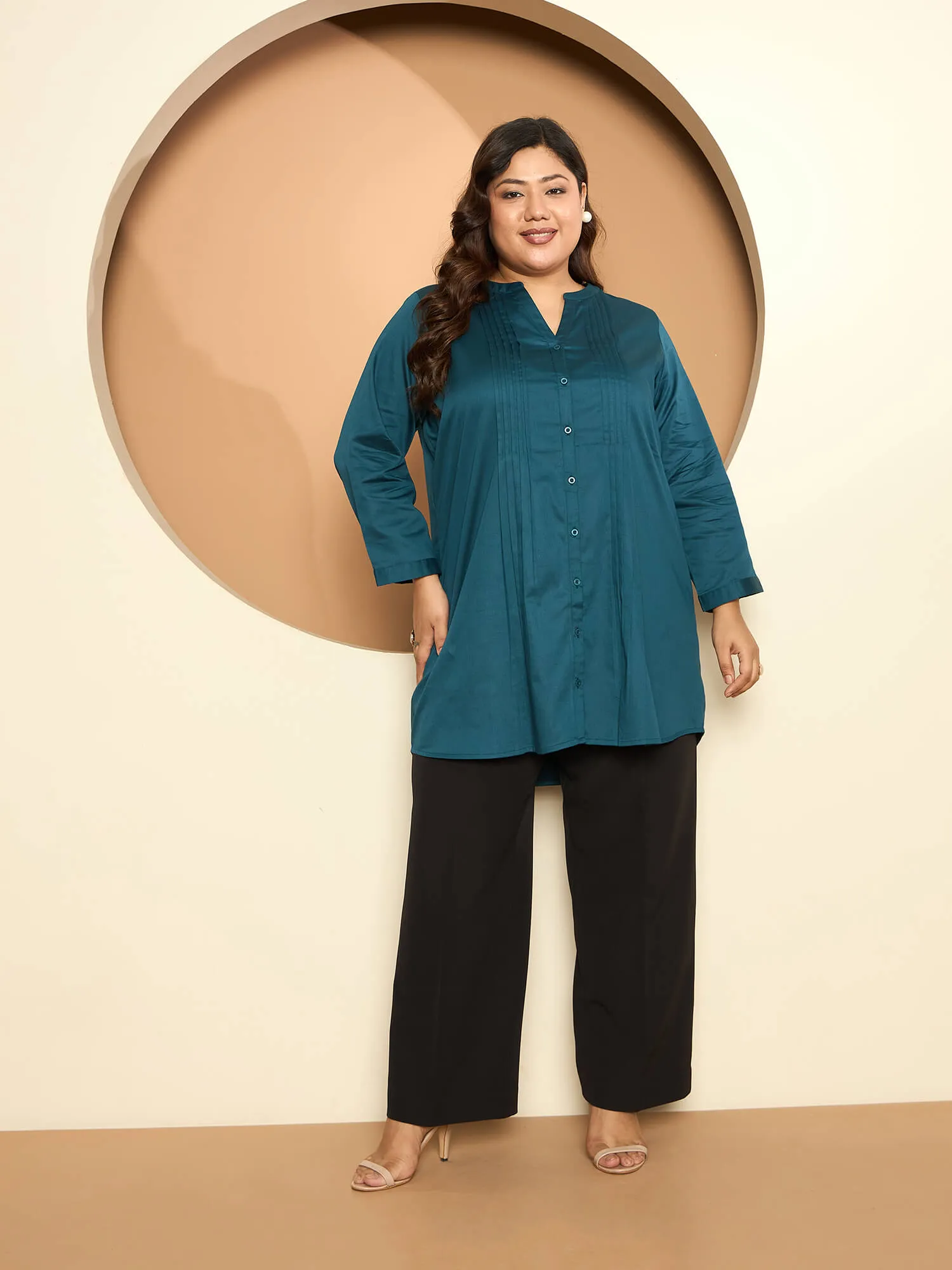 LB-RIgu Pintuck Detail Tunic-Teal Green sold by Salt Attire product image thumbnail 5